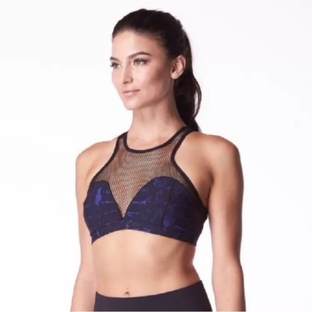 Women's Blue Mesh Sports Bra